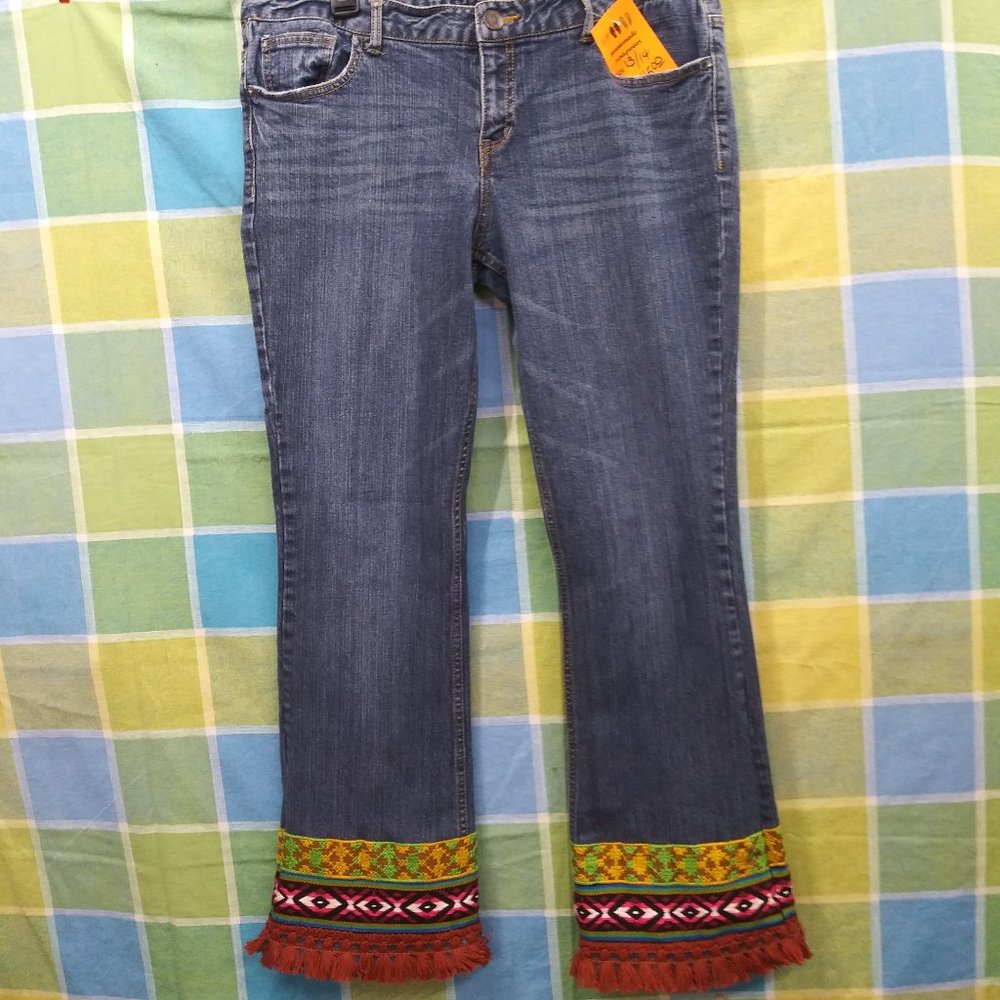 2430 Jeaniemade Size 13/14 Aeropostale Stretch Upcycled Jeans - Picture 1 of 5